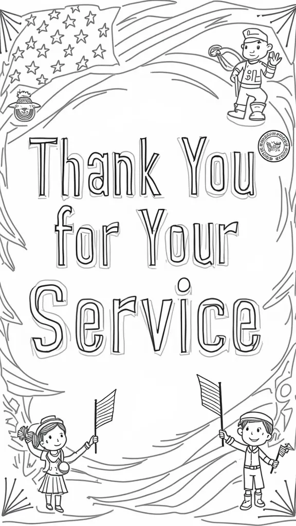 thank you for your service coloring page